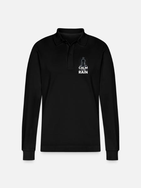 Calm In The Rain Regen - Stanley/Stella Organic Unisex Long-Sleeved Polo Shirt Prepster - black