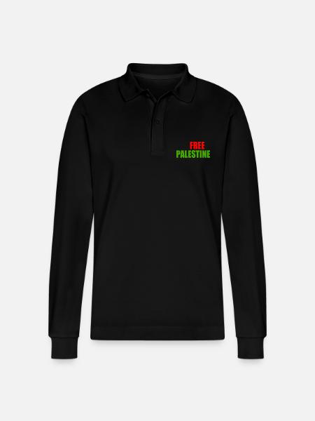 Free palestine - Stanley/Stella Organic Unisex Long-Sleeved Polo Shirt Prepster - black