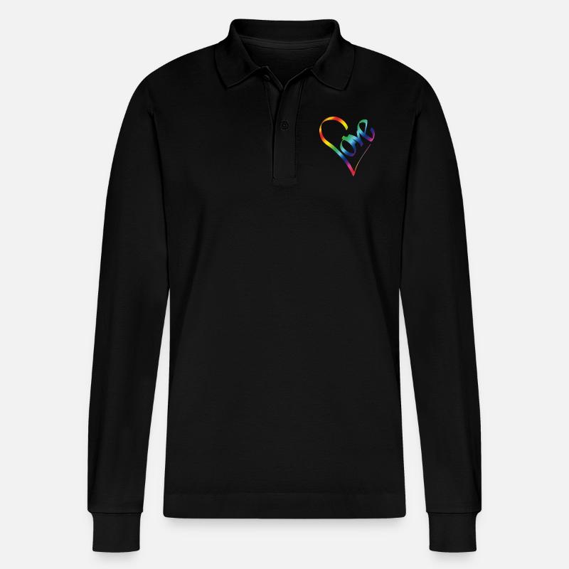 Rainbow Love - Stanley/Stella Unisex Bio-Langarm-Poloshirt Prepster - Schwarz