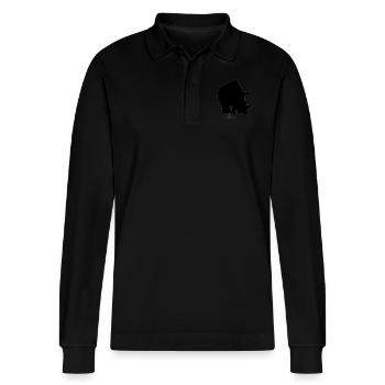 Nashörner sind wie Einhörner... nur dicker - Stanley/Stella Unisex Bio-Langarm-Poloshirt Prepster - Schwarz - Vorne - Anna (173cm) & Nico (186cm)