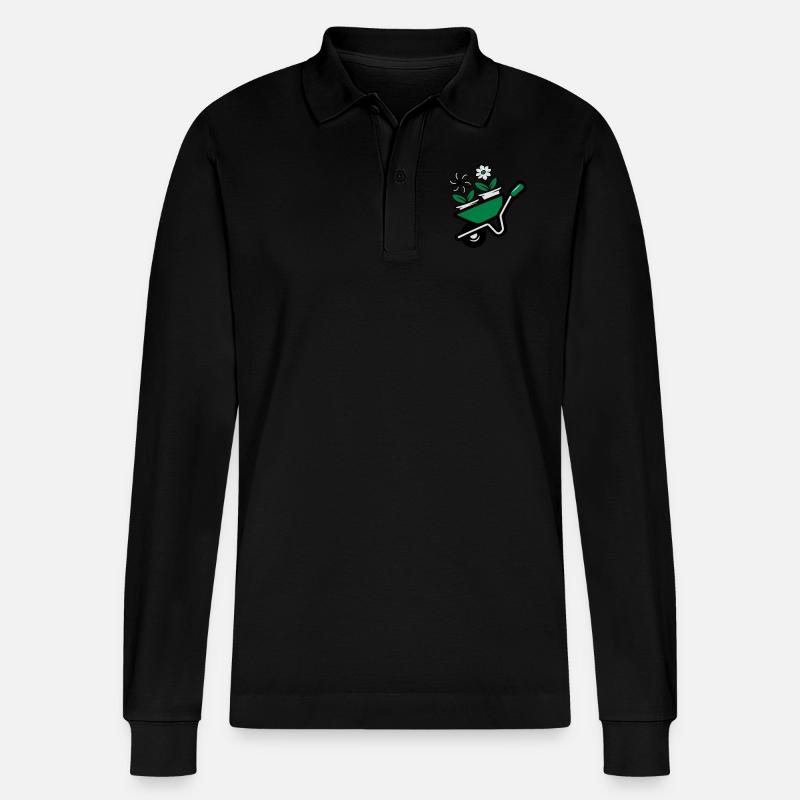 Garten blumen schubkarre - Stanley/Stella Unisex Bio-Langarm-Poloshirt Prepster - Schwarz