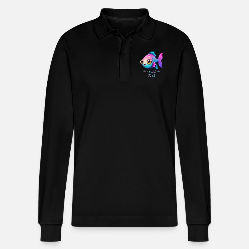 Süßer bunter Fisch - Stanley/Stella Unisex Bio-Langarm-Poloshirt Prepster - Schwarz