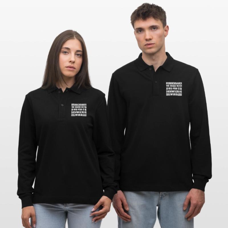 Construction de puits Nous continuons à forer des constructeurs de puits Polo à manches longues bio PREPSTER Stanley/Stella Unisexe