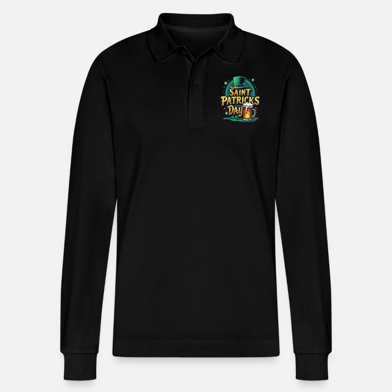 Saint Patrick`s Day Beer - Stanley/Stella Unisex Bio-Langarm-Poloshirt Prepster - Schwarz