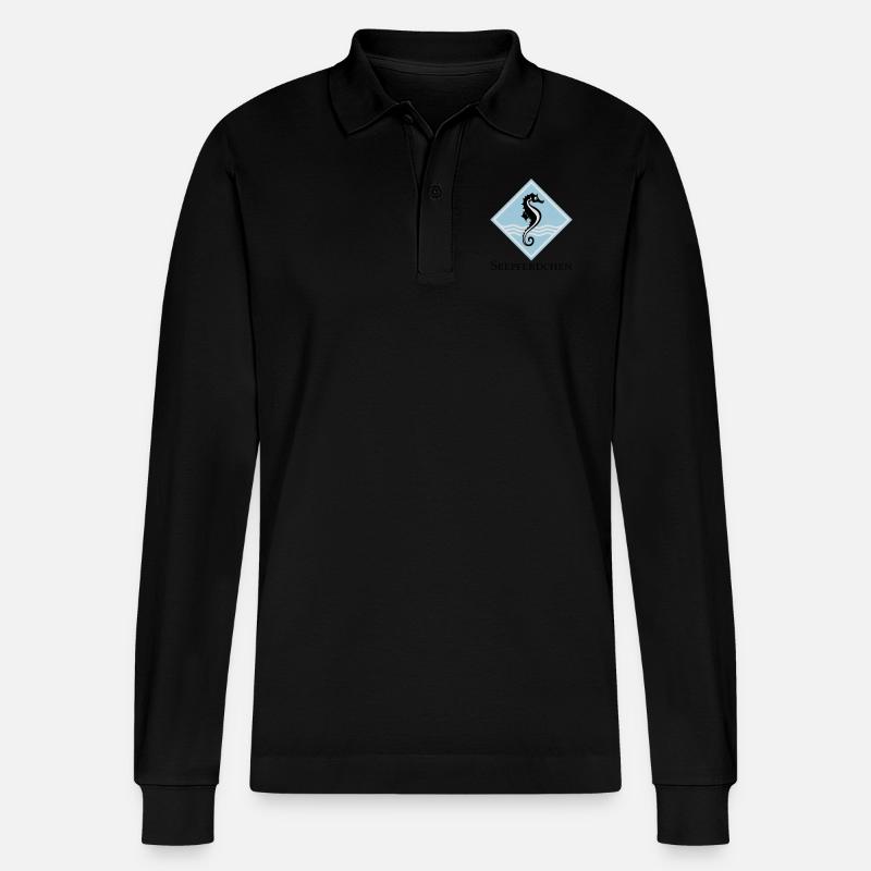 Seepferdchen - Stanley/Stella Unisex Bio-Langarm-Poloshirt Prepster - Schwarz