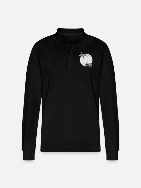 Name Circle kids - vehicles - Tractor - Aircraft - Stanley/Stella Organic Unisex Long-Sleeved Polo Shirt Prepster - black