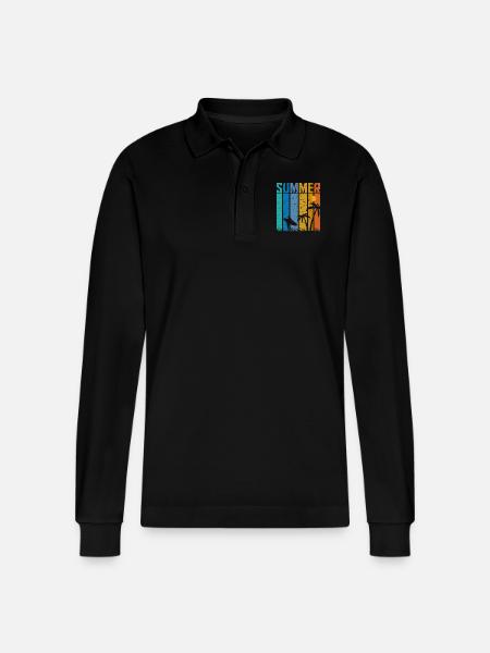 Summer Vibes Surfer - Stanley/Stella Unisex Bio-Langarm-Poloshirt Prepster - Schwarz