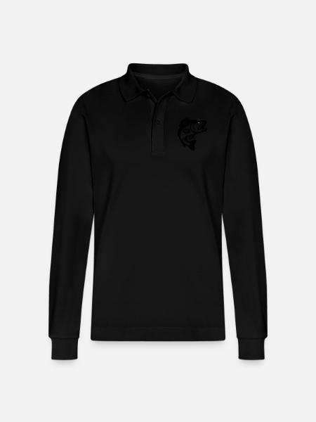 Silhouette de poisson - Polo à manches longues bio PREPSTER Stanley/Stella Unisexe - noir