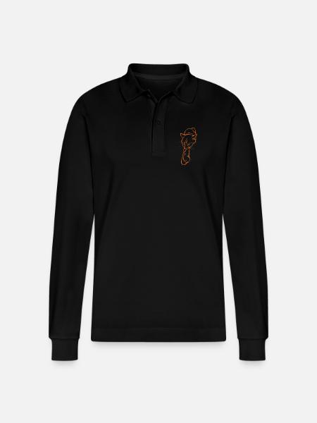 Sleeping cat - Stanley/Stella Unisex Bio-Langarm-Poloshirt Prepster - Schwarz