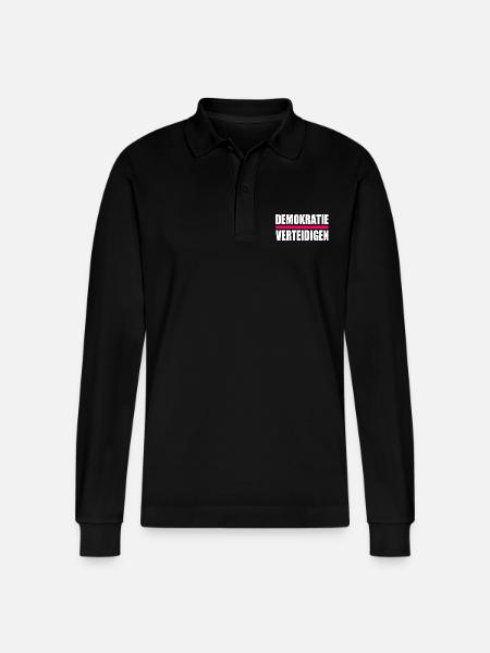 demokratie verteidigen - Stanley/Stella Unisex Bio-Langarm-Poloshirt Prepster - Schwarz
