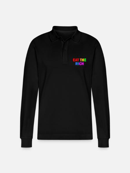 Eat the rich - Stanley/Stella Organic Unisex Long-Sleeved Polo Shirt Prepster - black