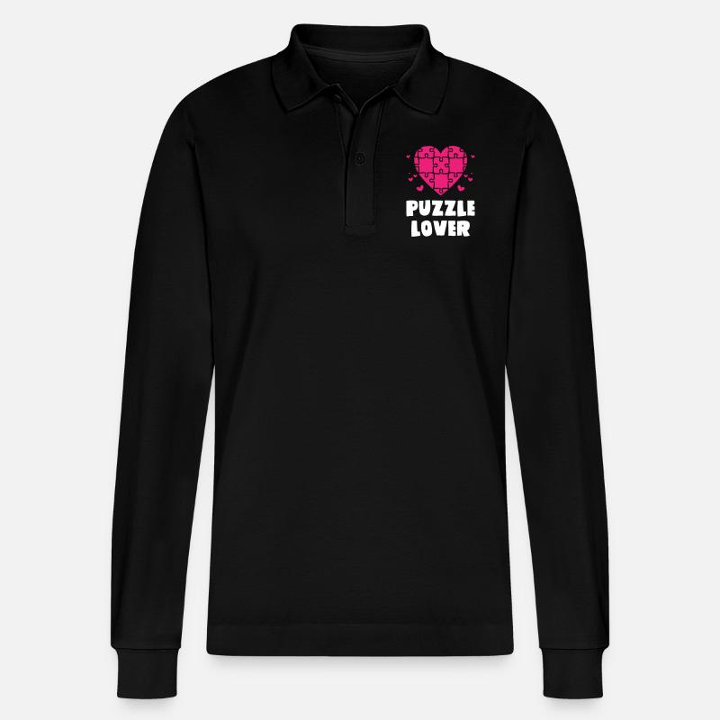 Puzzle Lover - Stanley/Stella Unisex Bio-Langarm-Poloshirt Prepster - Schwarz