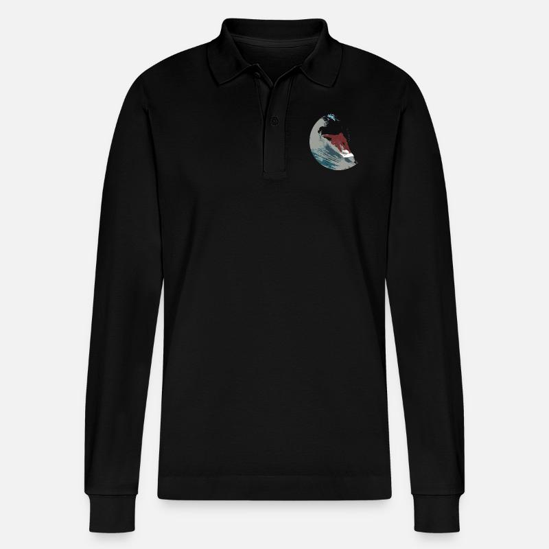 Surfer - Stanley/Stella Unisex Bio-Langarm-Poloshirt Prepster - Schwarz
