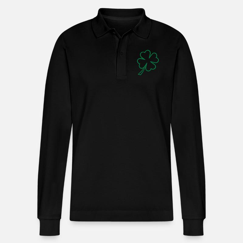 lucky clover st patrick - Stanley/Stella Unisex Bio-Langarm-Poloshirt Prepster - Schwarz
