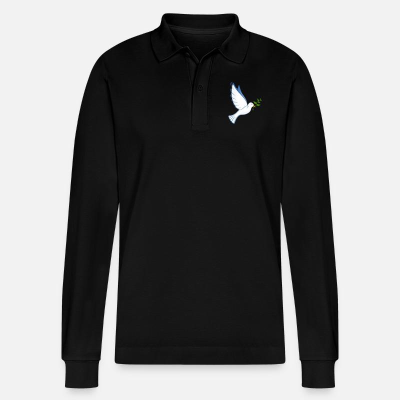 Peace Friedenstaube - Stanley/Stella Unisex Bio-Langarm-Poloshirt Prepster - Schwarz