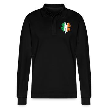 Saint Patrick's Day Gift Shamrock Ireland Flag Irish - Polo à manches longues bio PREPSTER Stanley/Stella Unisexe - noir - Devant - Anna (173cm) & Nico (186cm)