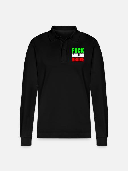 Fuck mullah regime iran - Stanley/Stella Organic Unisex Long-Sleeved Polo Shirt Prepster - black