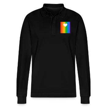 Rainbow Gradients Colours Heart - Stanley/Stella Organic Unisex Long-Sleeved Polo Shirt Prepster - black - Front - Anna (173cm) & Nico (186cm)