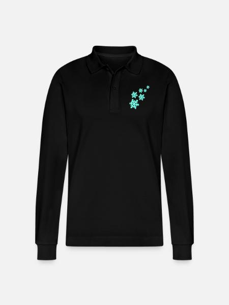 Snowflakes - Stanley/Stella Organic Unisex Long-Sleeved Polo Shirt Prepster - black