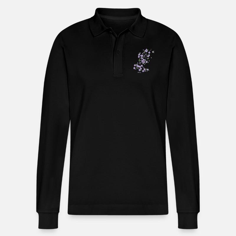 Blütenregen / raining blossoms (2c) - Stanley/Stella Unisex Bio-Langarm-Poloshirt Prepster - Schwarz