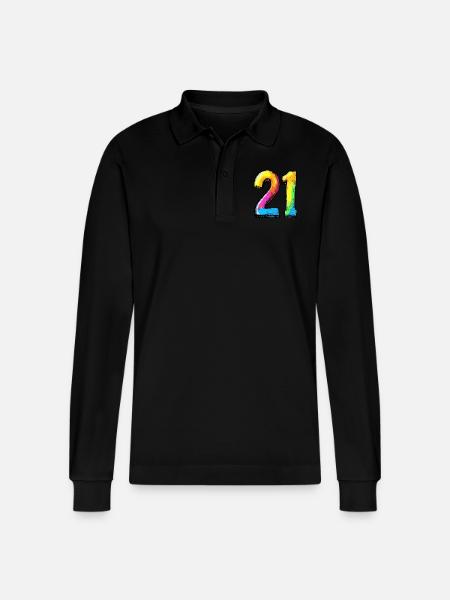 21 Number Comic - Stanley/Stella Organic Unisex Long-Sleeved Polo Shirt Prepster - black