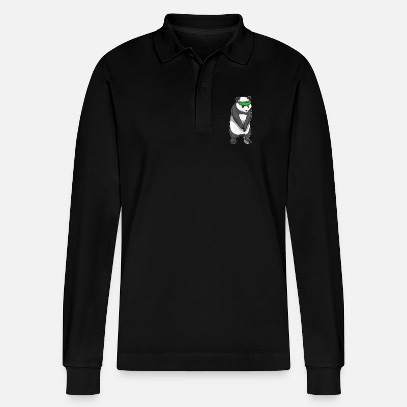 Panda Golf Golfschläger - Stanley/Stella Unisex Bio-Langarm-Poloshirt Prepster - Schwarz