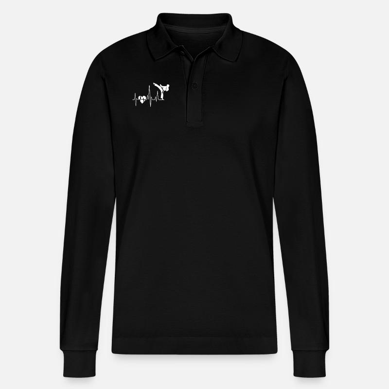 Karate Karate Herzschlag - Stanley/Stella Unisex Bio-Langarm-Poloshirt Prepster - Schwarz