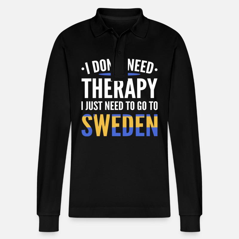 Schweden Schwedisch - Stanley/Stella Unisex Bio-Langarm-Poloshirt Prepster - Schwarz