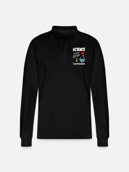Science Overreaction - Stanley/Stella Organic Unisex Long-Sleeved Polo Shirt Prepster - black