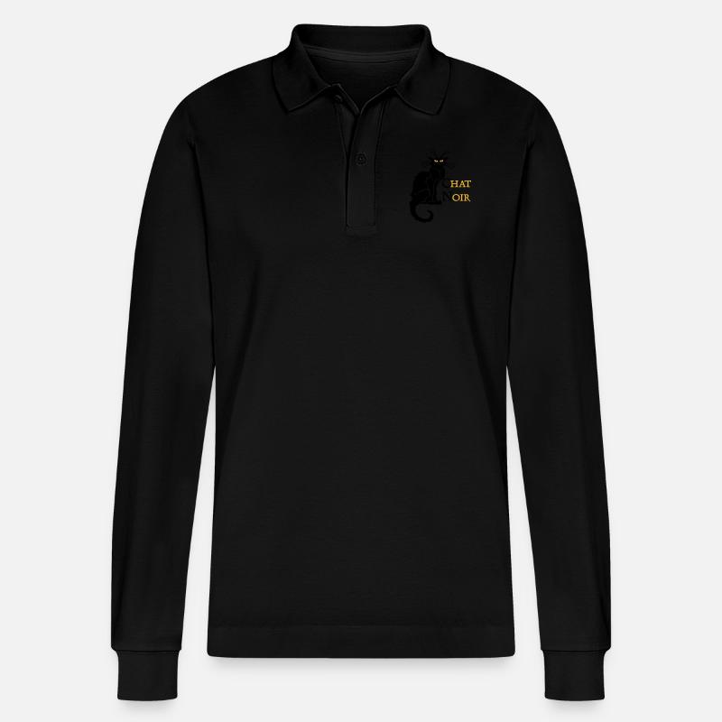 chat noir 'n (text, 2c) - Polo à manches longues bio PREPSTER Stanley/Stella Unisexe - noir