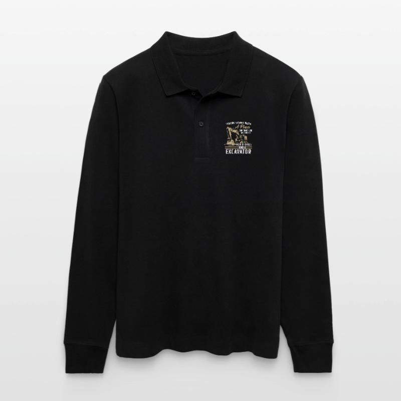 Construction worker · Construction site · Excavator · No plan Stanley/Stella Organic Unisex Long-Sleeved Polo Shirt Prepster