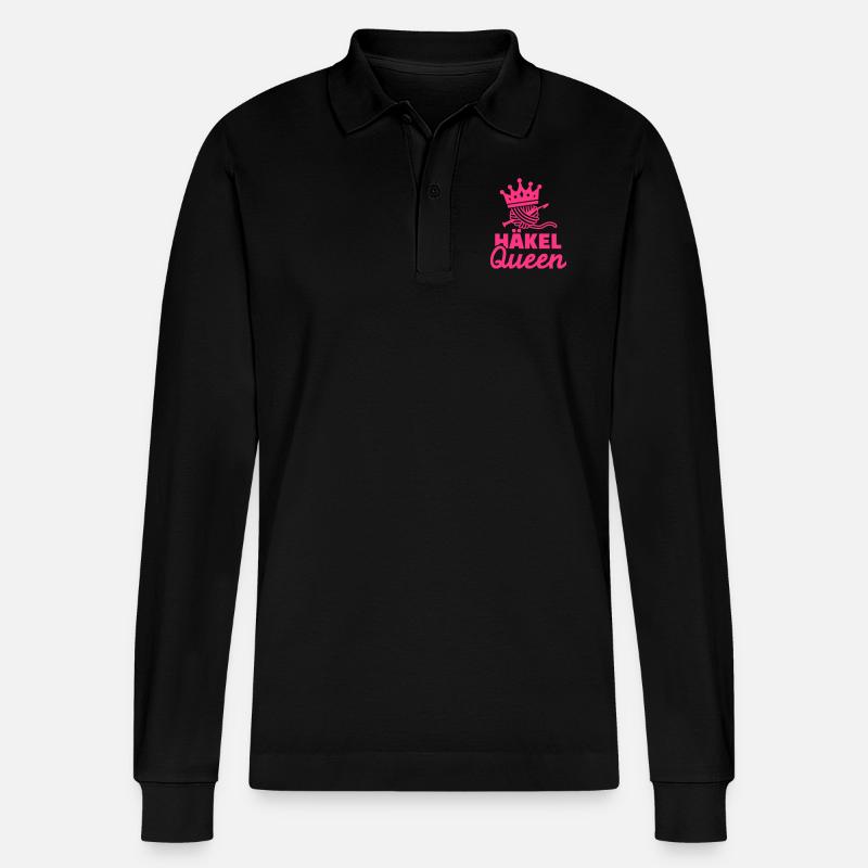 Häkeln - Stanley/Stella Unisex Bio-Langarm-Poloshirt Prepster - Schwarz