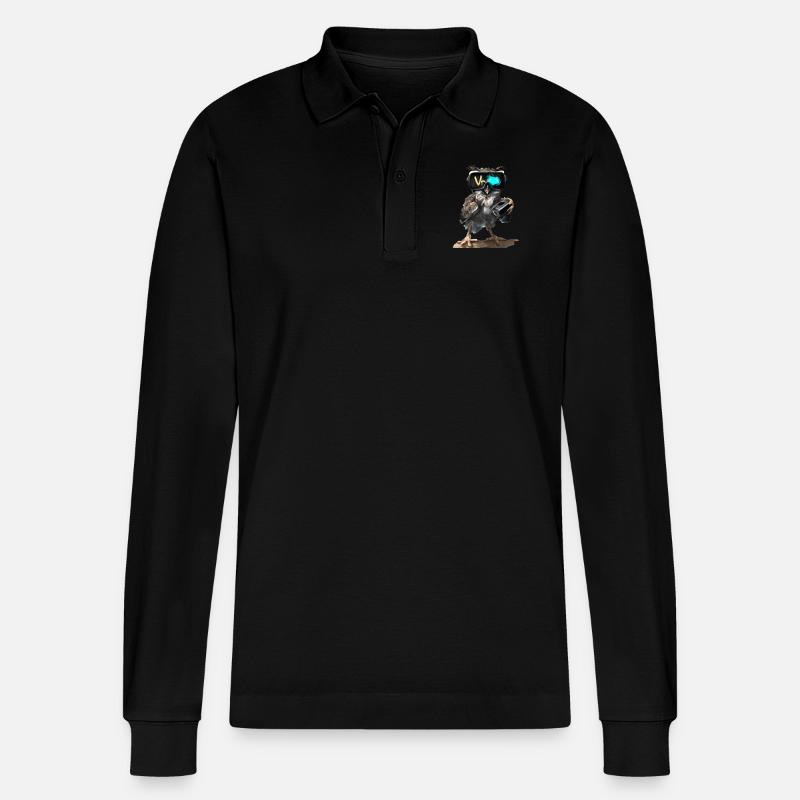 Eule _ 04 - Stanley/Stella Unisex Bio-Langarm-Poloshirt Prepster - Schwarz