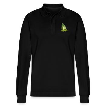 Pine Woods - Stanley/Stella Organic Unisex Long-Sleeved Polo Shirt Prepster - black - Front - Anna (173cm) & Nico (186cm)