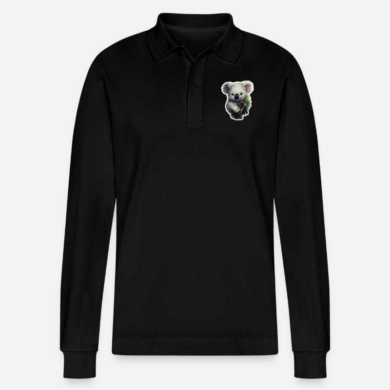 Koala süß - Stanley/Stella Unisex Bio-Langarm-Poloshirt Prepster - Schwarz