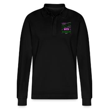 birthday present birthday present idea humor - Stanley/Stella Unisex Bio-Langarm-Poloshirt Prepster - Schwarz - Vorne - Anna (173cm) & Nico (186cm)