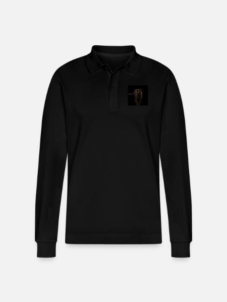 black cat kitten cat - Stanley/Stella Organic Unisex Long-Sleeved Polo Shirt Prepster - black