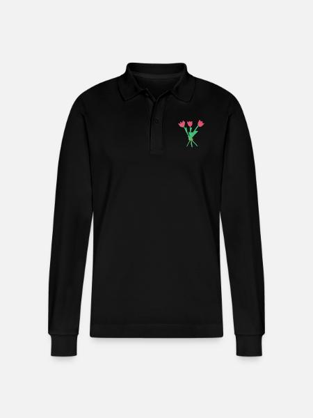 Blumen - Stanley/Stella Unisex Bio-Langarm-Poloshirt Prepster - Schwarz