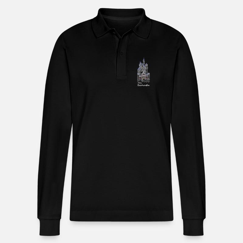 Château de Neuschwanstein, Bavière, Allemagne - Polo à manches longues bio PREPSTER Stanley/Stella Unisexe - noir