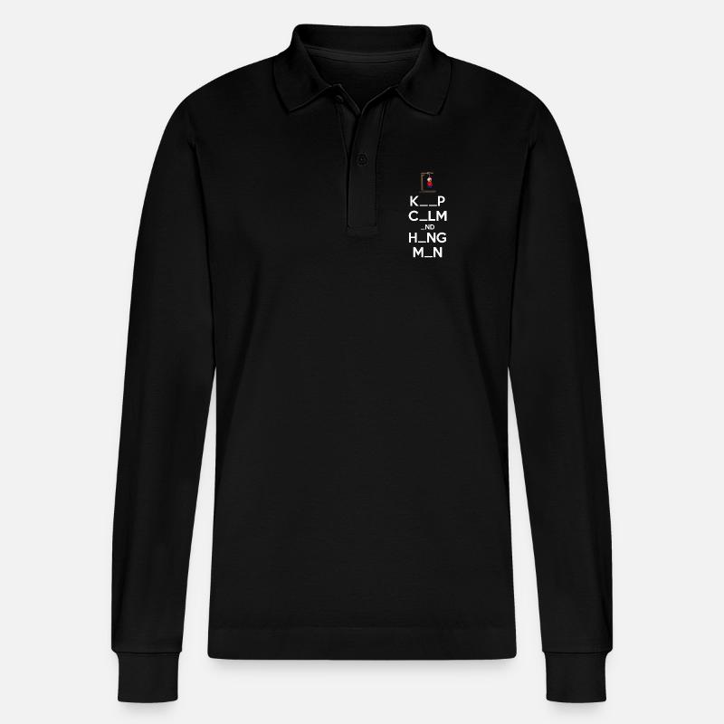 Bewahren Sie Ruhe und Galgenmännchen - Stanley/Stella Unisex Bio-Langarm-Poloshirt Prepster - Schwarz