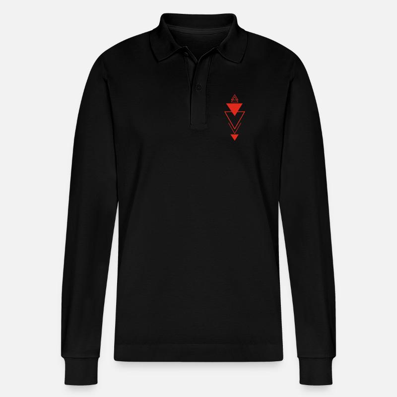 Triangular symbol (red) - Stanley/Stella Organic Unisex Long-Sleeved Polo Shirt Prepster - black