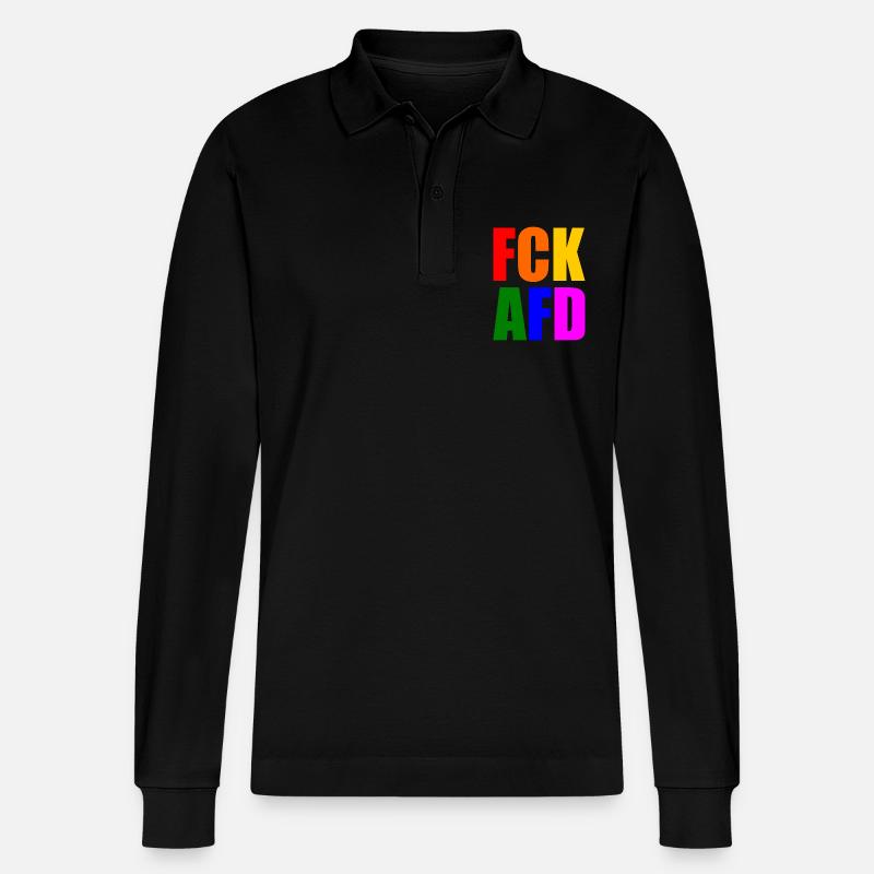 Fck afd - Stanley/Stella Unisex Bio-Langarm-Poloshirt Prepster - Schwarz