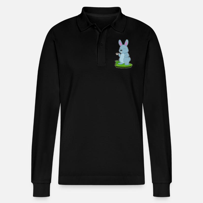 Hase Kaffee Tasse - Stanley/Stella Unisex Bio-Langarm-Poloshirt Prepster - Schwarz