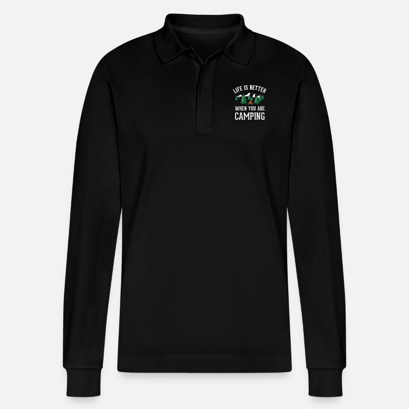 Camp lustige Geschenkidee - Stanley/Stella Unisex Bio-Langarm-Poloshirt Prepster - Schwarz
