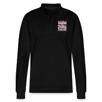 Lustiger Spruch Trainerin und Mutter - Stanley/Stella Unisex Bio-Langarm-Poloshirt Prepster - Schwarz - Vorne - Anna (173cm) & Nico (186cm)