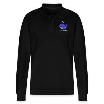 Van der Wal mit Beschriftung - Stanley/Stella Unisex Bio-Langarm-Poloshirt Prepster - Schwarz - Vorne - Anna (173cm) & Nico (186cm)