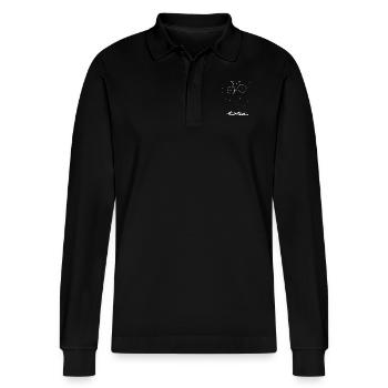 Bike Constellation - Stanley/Stella Organic Unisex Long-Sleeved Polo Shirt Prepster - black - Front - Anna (173cm) & Nico (186cm)