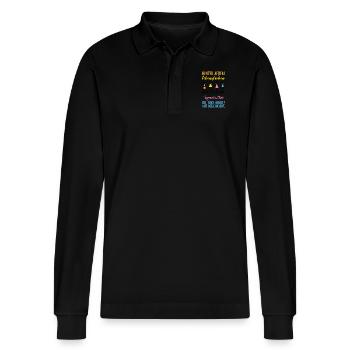 lebensfrohes Kind - Tagesmutter mit Liebe - Stanley/Stella Unisex Bio-Langarm-Poloshirt Prepster - Schwarz - Vorne - Anna (173cm) & Nico (186cm)