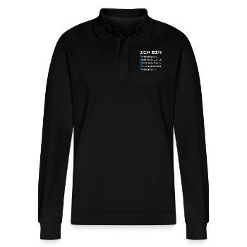 Ich bin Gamer - Stanley/Stella Unisex Bio-Langarm-Poloshirt Prepster - Schwarz - Vorne - Anna (173cm) & Nico (186cm)