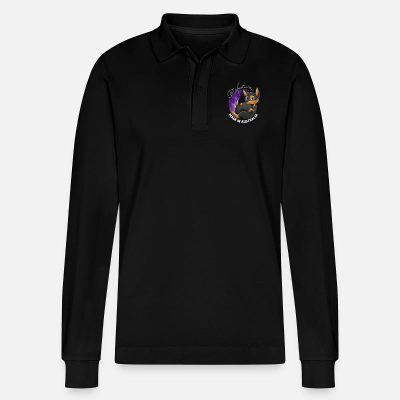 Kelpie Galaxy - Black Fire - Stanley/Stella Unisex Bio-Langarm-Poloshirt Prepster - Schwarz